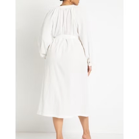 Eloquii size 20 NWT embroidered giraffe printed belted button front midi dress - Picture 4 of 14